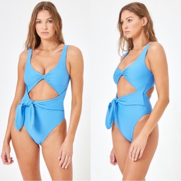 L*SPACE Eco Chic Repreve Antigua Cornflower Blue One Piece SMALL